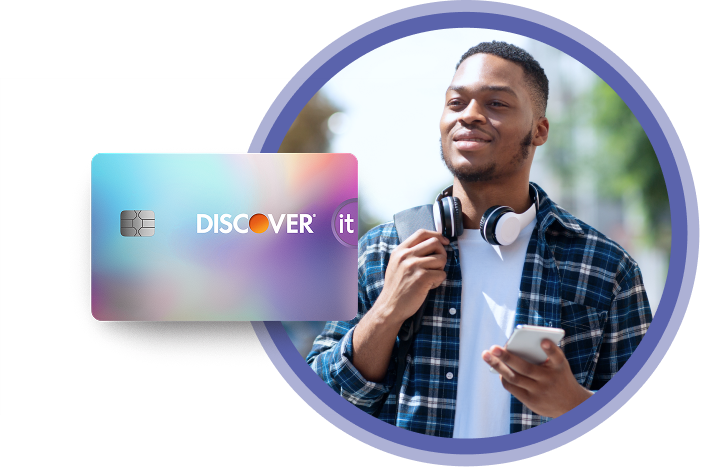 College student holding phone and Student it card