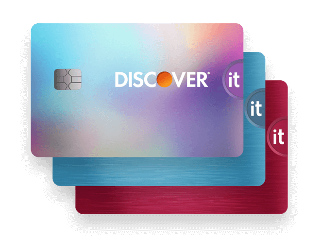 Stack of 3 Discover student credit cards