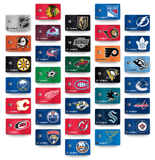 NHL logo and 31 NHL team logo options for the Discover NHL Card