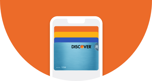 Mobile device displaying Digital Wallet with Discover Cards