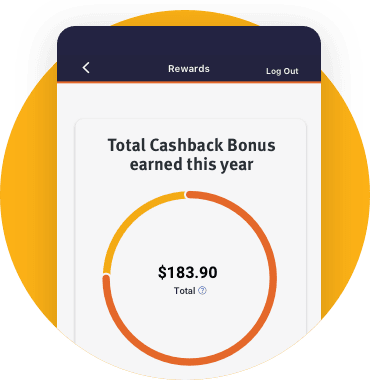 Device displaying Cashback Bonus earned this year