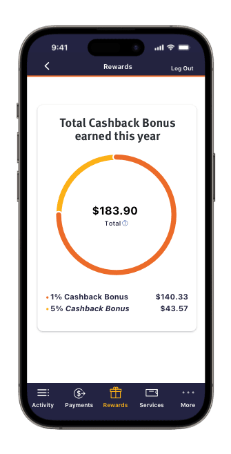 Device showing earned rewards.
