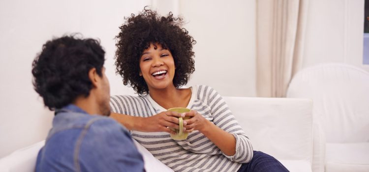 Couple discussing a joint checking account